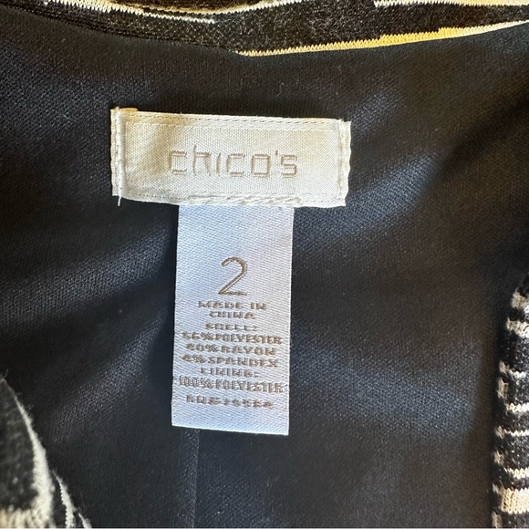 Chicos Open Front Jacket Womens Zebra Abstract Print Gray White  Lined SZ 2‎ L - Picture 11 of 11